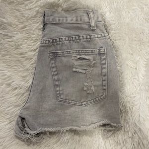 Light grey wash jean shorts